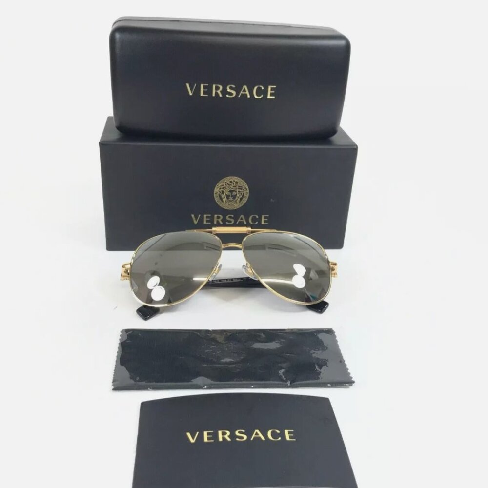 Versace Polarized Mirror Silver Gold Sunglasses